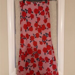 Wayf Red Floral A-Line Skirt